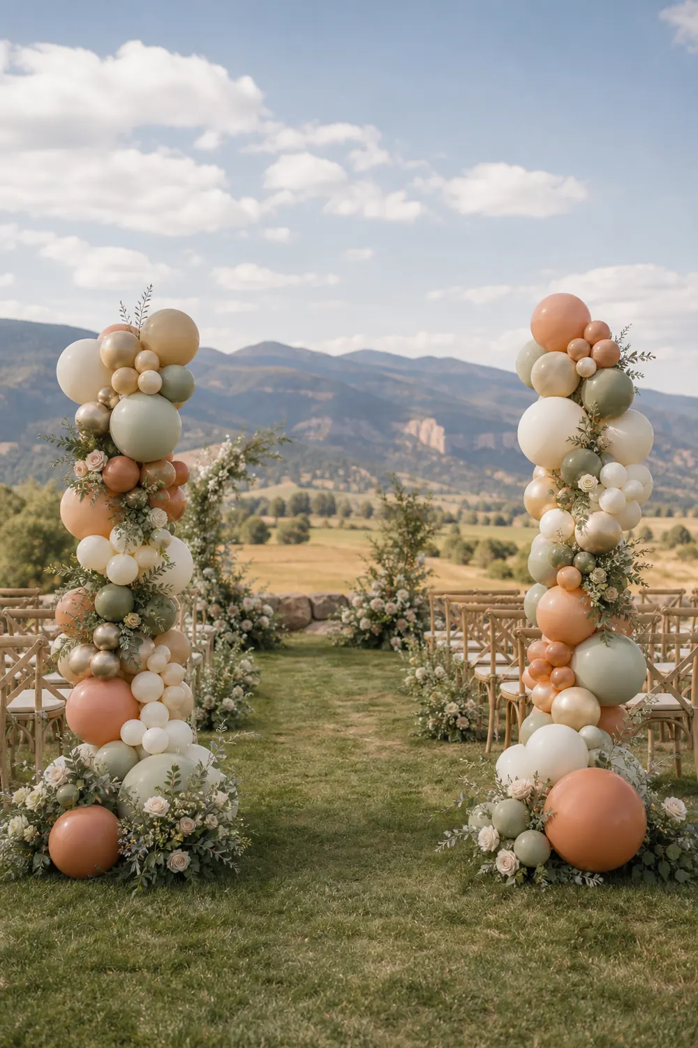 Wedding aisle balloon columns